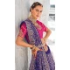 Georgette Bandhej Wedding Wear Saree In Purple - 10972197658