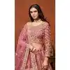 Pink Net Zari Work Wedding Wear Designer Plus Size Lehenga Choli - 10989197800