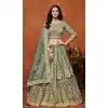 Sea Green Net Zari Work Wedding Wear Designer Plus Size Lehenga Choli - 10989197801
