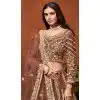Brown Net Zari Work Wedding Wear Designer Plus Size Lehenga Choli - 10989197803