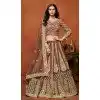 Brown Net Zari Work Wedding Wear Designer Plus Size Lehenga Choli - 10989197803