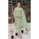 Georgette Embroidered Party Wear Salwar Suit In Sea Green - 11073198603