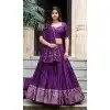 Dark Purple Chanderi Plain Traditional Party Wear Plus Size Lehenga Choli - 11082198678