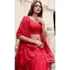 Red Chanderi Plain Traditional Party Wear Plus Size Lehenga Choli - 11082198679