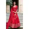 Red Chanderi Plain Traditional Party Wear Plus Size Lehenga Choli - 11082198679