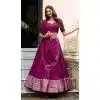 Wine Chanderi Plain Traditional Party Wear Plus Size Lehenga Choli - 11082198680