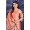 Peach Shimmer Printed Party Wear Plus Size Salwar Suit - 11083198681