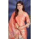 Peach Shimmer Printed Party Wear Salwar Suit - 11083198681