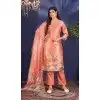 Peach Shimmer Printed Party Wear Plus Size Salwar Suit - 11083198681