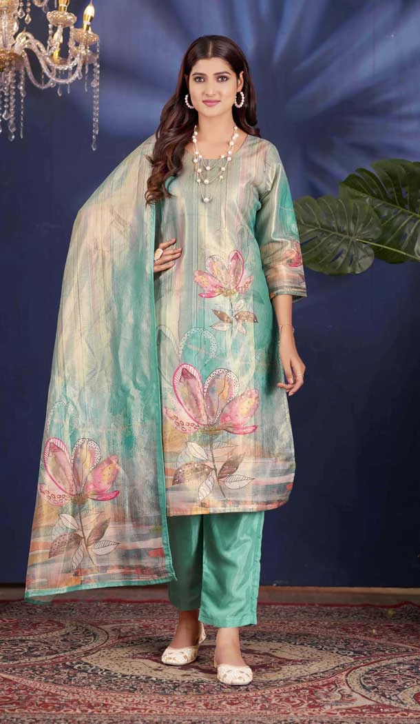 Sky Blue Shimmer Printed Party Wear Salwar Suit - 11083198683 Sky Blue Shimmer Printed Party Wear Salwar Suit - 11083198683