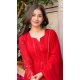 Faux Georgette Embroidered Anarkali Style Salwar Kameez In Red - 11084198685