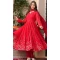 Faux Georgette Embroidered Anarkali Style Salwar Kameez In Red - 11084198685