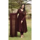 Georgette Embroidered Anarkali Style Salwar Kameez In Coffee - 11084198686