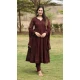 Georgette Embroidered Anarkali Style Salwar Kameez In Coffee - 11084198686