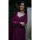 Faux Georgette Embroidered Anarkali Style Salwar Kameez In Purple - 11084198687