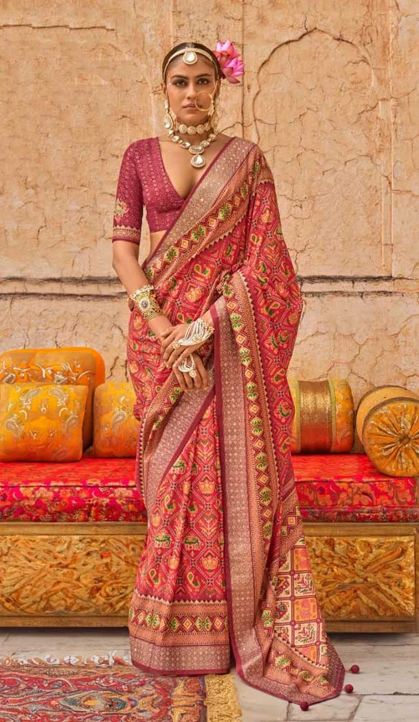 Viscose Silk Printed Wedding Wear Saree In Maroon - 11005197972 Viscose Silk Printed Wedding Wear Saree In Maroon - 11005197972