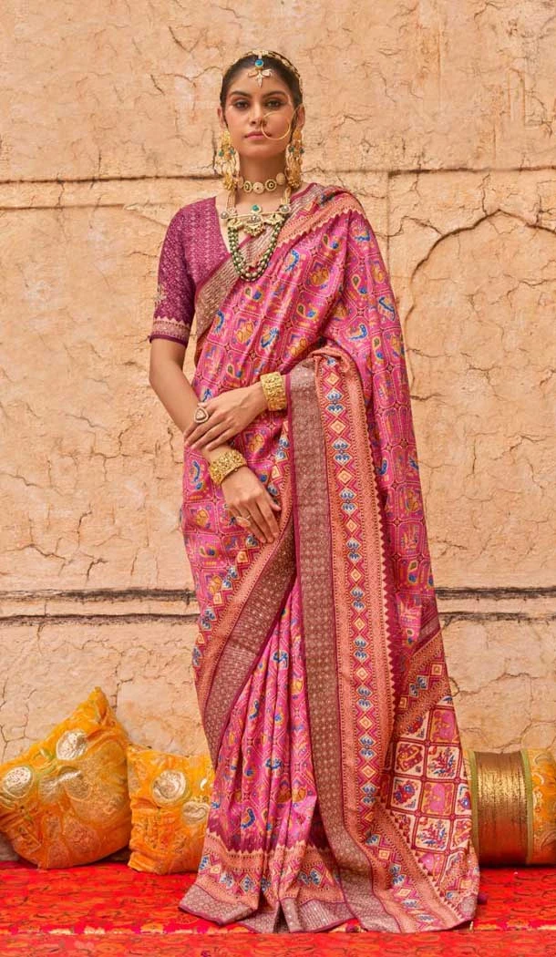 Viscose Silk Printed Wedding Wear Saree In Pink And Majenta - 11005197975 Viscose Silk Printed Wedding Wear Saree In Pink And Majenta - 11005197975