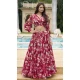 Georgette Floral Print Work Party Wear Lehenga Choli In Maroon - 11055198442