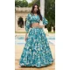 Georgette Floral Print Work Party Wear Lehenga Choli In Blue - 11055198444