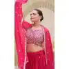 Faux Georgette Resham Work Party Wear Plus Size Lehenga Choli In Rani Pink - 11062198491