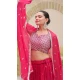 Faux Georgette Resham Work Party Wear Lehenga Choli In Rani Pink - 11062198491