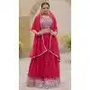 Faux Georgette Resham Work Party Wear Plus Size Lehenga Choli In Rani Pink - 11062198491