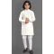 Off White Viscose Mirror Work Readymade Kids Kurta Pajama - 11074198607