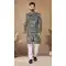 Green Velvet Resham Work Mens Semi Indo Western - 11057198451