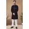 Velvet Resham Work Mens Semi Indo Western In Wine - 11057198461