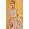 Rose Gold Organza Stone Beads Work Wedding Wear Plus Size Lehenga Choli - 11072198578