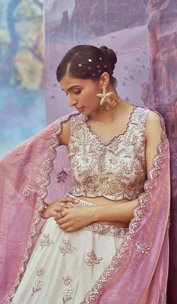 Purple Viscose Rayon Sequins Work Wedding Wear Lehenga Choli - 11072198579