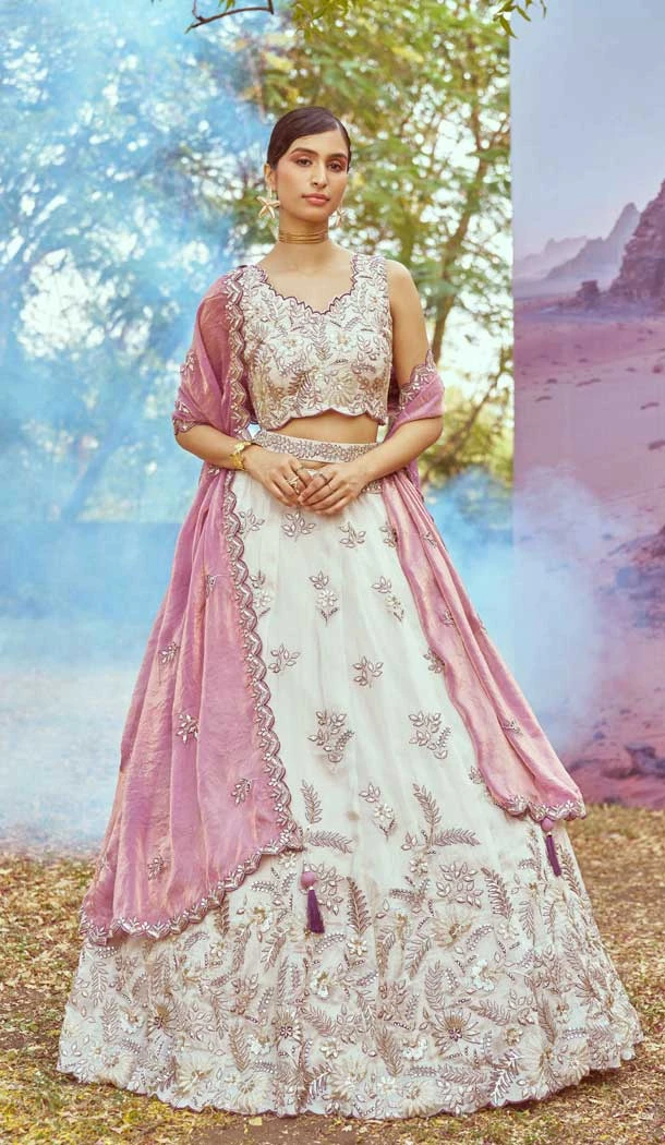 Purple Viscose Rayon Sequins Work Wedding Wear Lehenga Choli - 11072198579