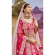 Pink Silk Stone Beads Work Wedding Wear Lehenga Choli - 11072198582