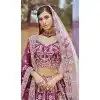 Purple Silk Stone Beads Work Wedding Wear Plus Size Lehenga Choli - 11072198583