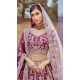 Purple Silk Stone Beads Work Wedding Wear Lehenga Choli - 11072198583