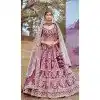Purple Silk Stone Beads Work Wedding Wear Plus Size Lehenga Choli - 11072198583