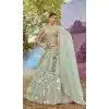 Lime Green Organza Sequins Work Wedding Wear Plus Size Lehenga Choli - 11072198588