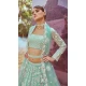 Sea Green Organza Sequins Work Wedding Wear Lehenga Choli - 11072198590