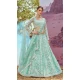 Sea Green Organza Sequins Work Wedding Wear Lehenga Choli - 11072198590