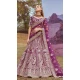 Purple Silk Embroidered Wedding Wear Lehenga Choli - 11072198591