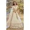 Cream Tissue Embroidery Work Wedding Wear Plus Size Lehenga Choli - 11072198596