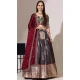 Navy Blue Lichi Silk Weaving Work Traditional Wear Lehenga Choli - 11092198742