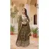 Fox Georgette Embroidered Party Wear Plus Size Lehenga Choli In Mehendi Green - 11111198885