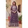 Purple Fox Georgette Embroidered Party Wear Plus Size Lehenga Choli - 11111198886