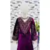 Purple Velvet Embroidery Work Party Wear Readymade Kids Salwar Suit - 11131199063