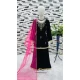 Velvet Embroidery Work Party Wear Readymade Kids Salwar Suit In Black - 11131199064