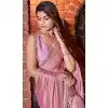 Satin Silk Swarovski Work Party Wear Plus Size Saree In Pink - 11211199649