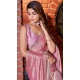Satin Silk Swarovski Work Party Wear Saree In Pink - 11211199649