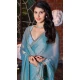 Satin Silk Swarovski Work Party Wear Saree In Light Blue - 11211199650