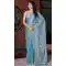 Satin Silk Swarovski Work Party Wear Saree In Light Blue - 11211199650